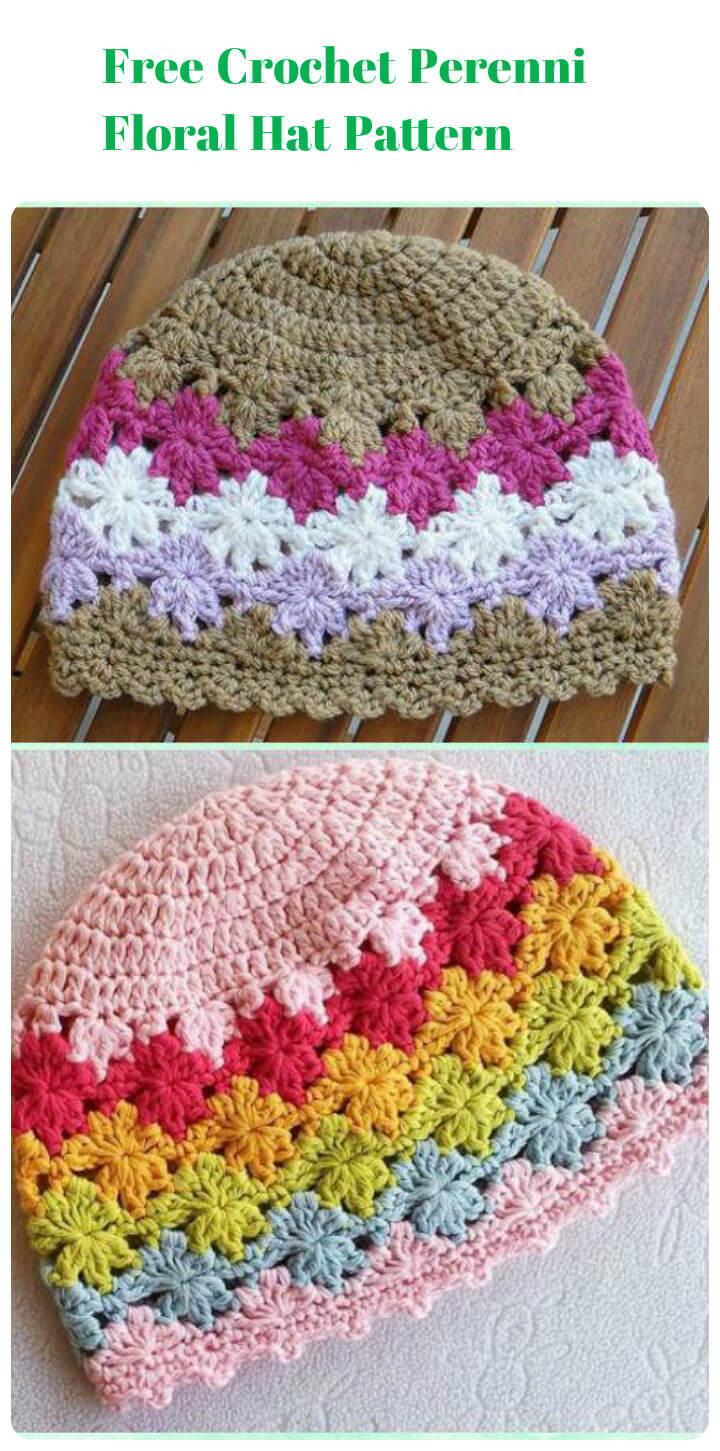 free crochet perenni floral hat pattern
